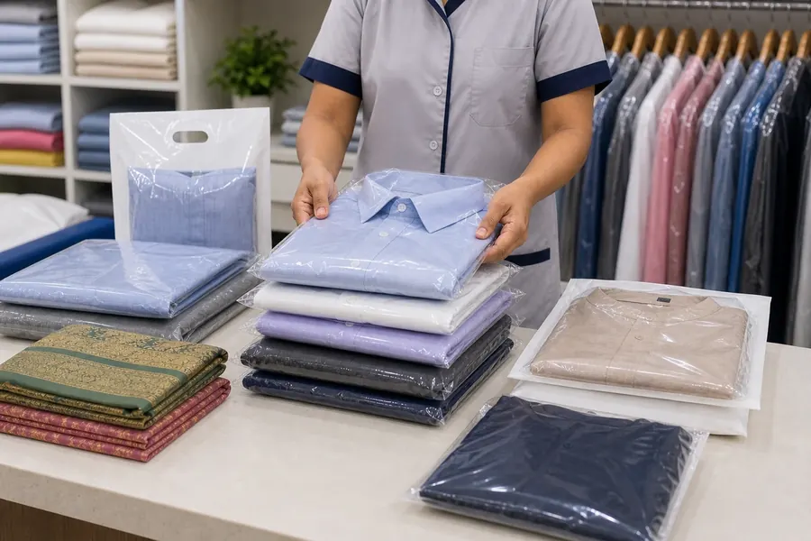 Clean folded laundry packed and ready for delivery in Chennai